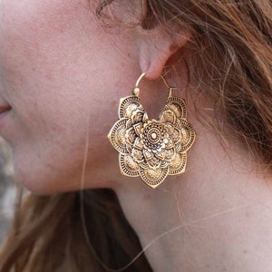 Brass earrings • Ethnic earrings • Steampunk jewelry • cyberpunk outfit jewelry • Dark boho earrings  • Tribal outfit