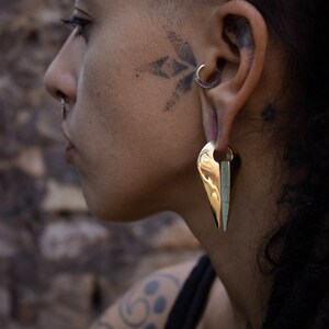 Gold Brass Geometric Ear Weights • Stretched Piercing Jewelry