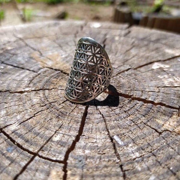 Silver ring 925, flower of life , bohemian jewellery, tribal jewellery, ethnic jewellery, gypsy jewellery, antic ring