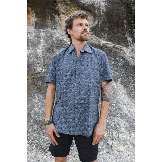 Camisa masculina cortesia • 100% algodão • Motivo geométrico - Main Image