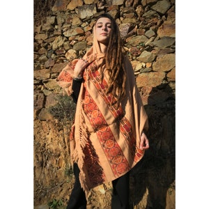 Tribal Shawl - Himalayan Shawl - Ethnic Shawl - Embroidered Shawl - Large Oversized Shawl