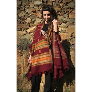 Tribal Shawl - Himalayan Shawl - Ethnic Shawl - Embroidered Shawl - Large Oversized Shawl