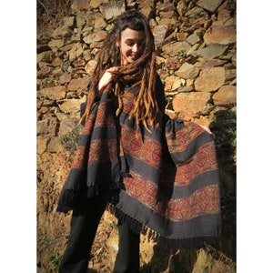 Tribal Shawl - Himalayan Shawl - Ethnic Shawl - Embroidered Shawl - Large Oversized Shawl
