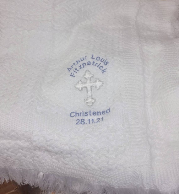 White with Silver Cross Applique Blankets and Beyond Christening Gift Blanket White with Silver Cross Applique Blankets and Beyond Christening Gift Blanket
