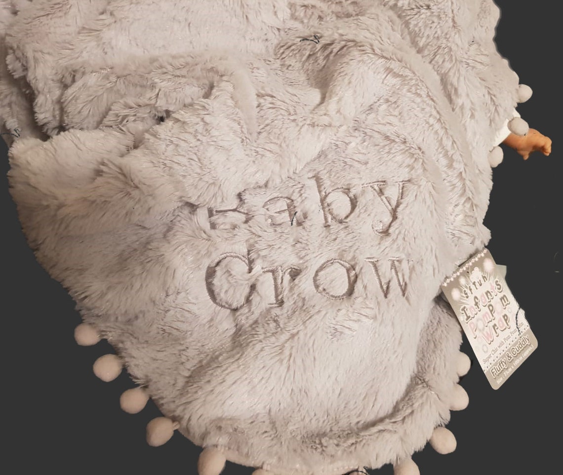 Personalised luxury baby Blanket pom pom trim high pile Etsy
