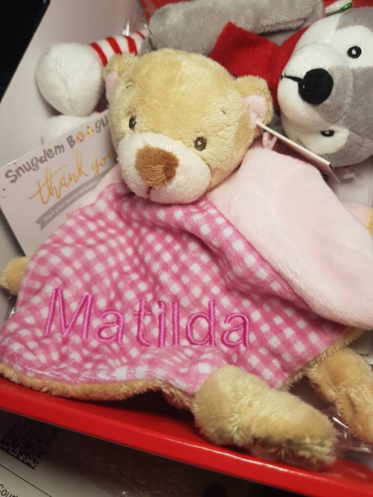 personalised teddy comforter