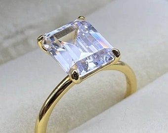 3 CT Emerald Cut verlovingsring Emerald Cut Solitaire verlovingsring Briljante Moissanite Ring