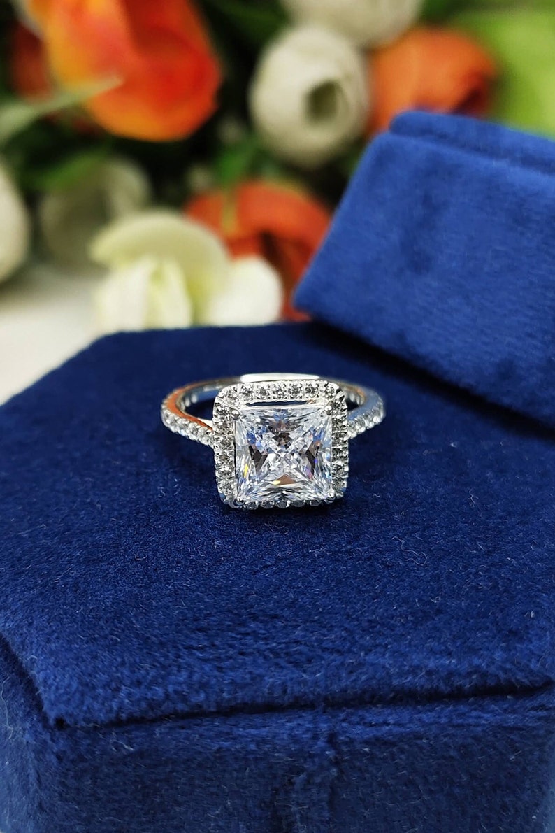 1.5 CT Princess Cut Engagement Ring Surprise Gift for Her Etsy