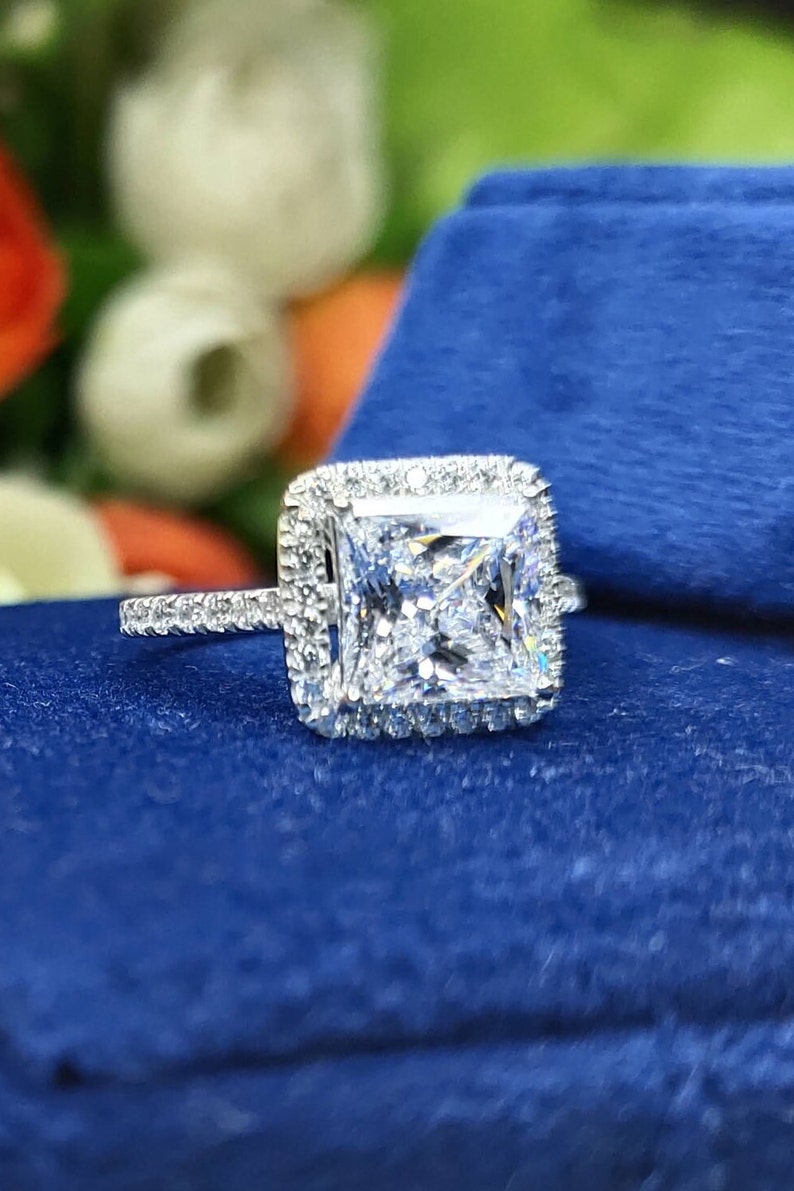 1.5 CT Princess Cut Engagement Ring Surprise Gift for Her Etsy
