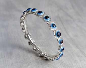 Sterling Silver 925 Bracelet | Solid Evil Eye Bracelet | Aesthetic Bracelet | Bracelet | Eternity Bracelet | Gift For Her | Everyday Wear