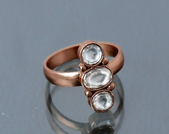 Genuine Polki Ring | 925 Sterling Silver | Gemstone Ring | White Band Ring| Unique Fine polki | Wedding Anniversary Gift | Ring For Her