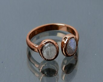 Handmade Natural Labradorite Ring | 925 Sterling Silver | Gemstone Ring | Blue Band Ring | Engagement Gift | Ring For Girl Friend