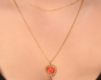 Gold Plated Necklace | Solid Necklace | Aesthetic Jewelry | Red Necklace | Eternity Necklace | Gift For Girlfriend | Daily Wear Jewelry