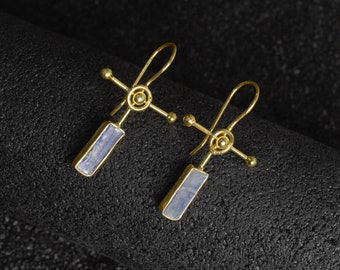 Exquisite Kyanite Hoop Earrings | Gemstone Earrings | Blue Earrings | 925 Sterling Silver Jewelry | Anniversary Gift | Earrings For Her