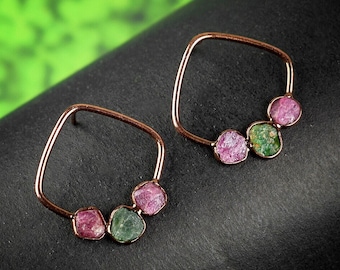 Natural Multi Tourmaline Sterling Silver Earrings, Perfect for Anniversary, Graduation, or Any Occasion,Gemstone Jewelry for Girls and Women