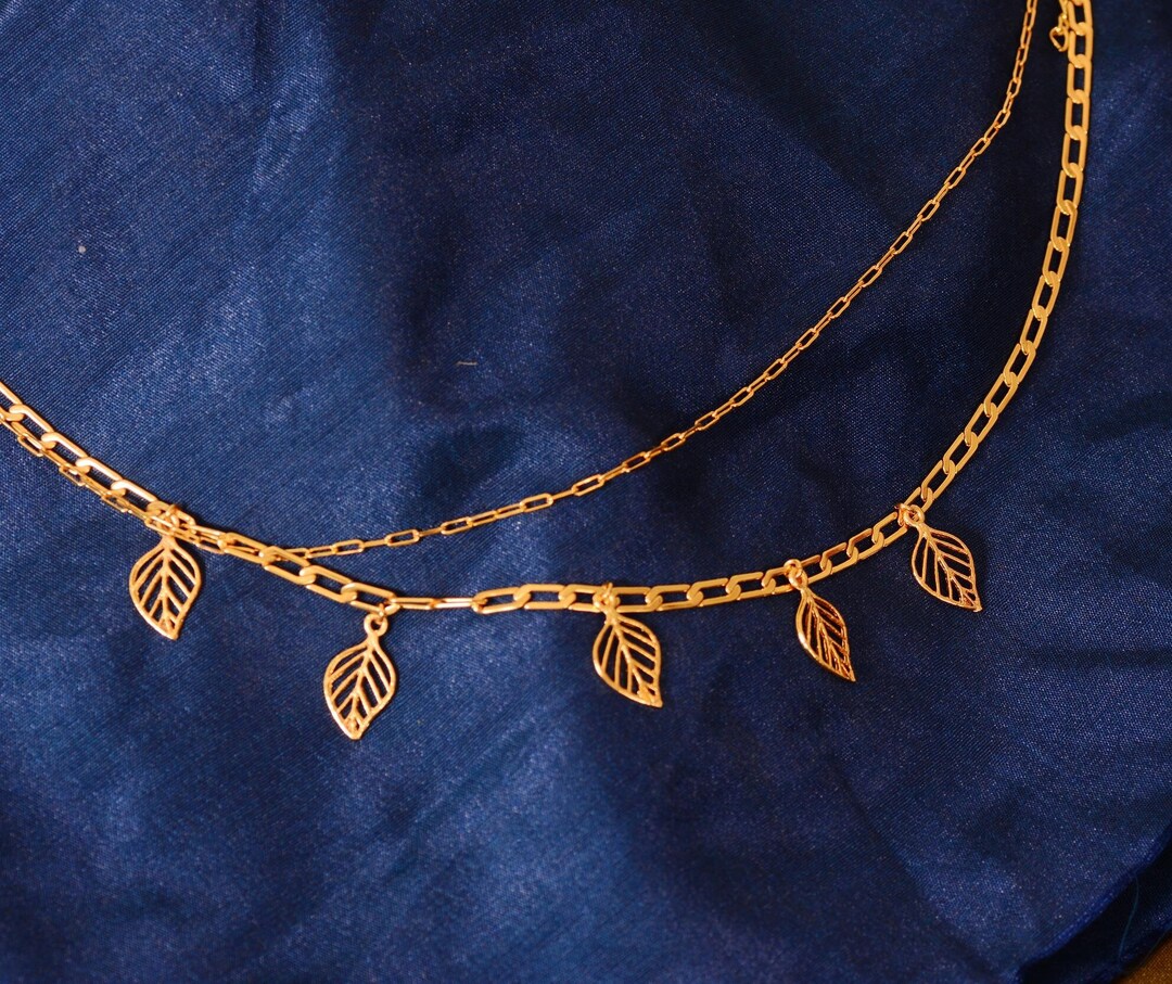 Leaf Style Necklace 22k Gold Plated Necklace Aesthetic Necklace Dainty
