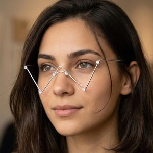 Geometric Face Jewelry, Minimalist Face Chain, Silver Crystal Face Accessory, Festival Jewelry, Avant Garde Jewelry, Statement Face Piece