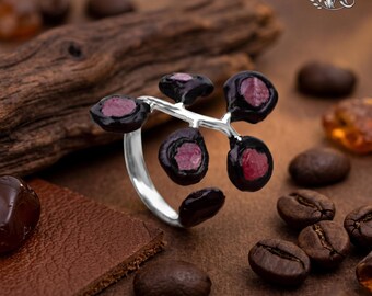 Raw Ruby Statement Ring / Silver Artisan Band / Wedding Minimalist Jewelry / Anniversary Unique Gemstone Gift