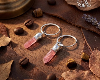Pink Tourmaline Hoop Earrings / Dainty Drop Jewelry / Minimalist Wedding Accessory / Anniversary Artisan Gift
