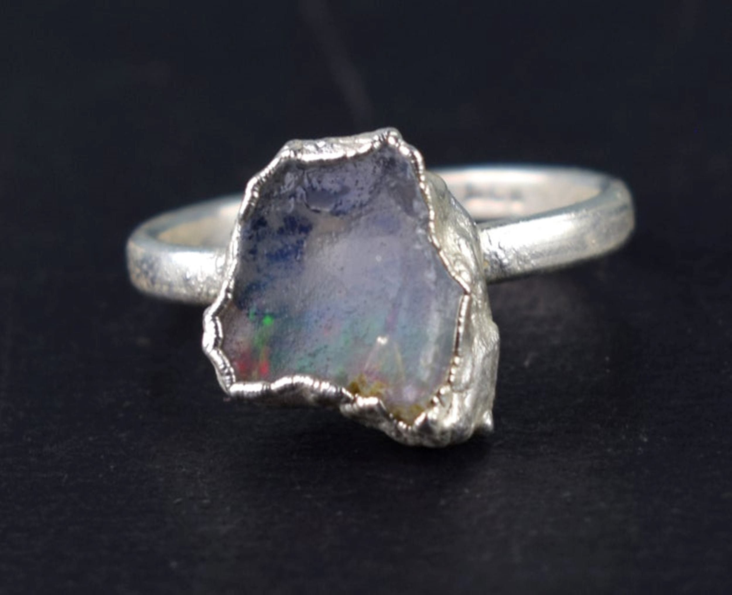 Opal Stone Ring Raw Jewelry Gemstone Ring Sterling Silver | Etsy