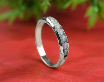 Moonstone Mini Stone Ring | 925 Sterling Silver Ring | Gemstone Ring | White Statement Ring | Wedding Gift | Ring For Love