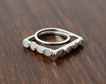 Natural Fire Opal Ring \ Statement Jewelry \ Handmade Vintage Wedding Ring \ Gift For Her