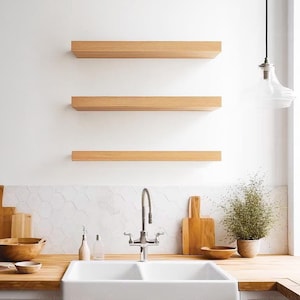 Floating shelves | Custom sizing | White Oak Shelves | Steel Bracket | Hand crafted | Hardware Included | Strong Shelves