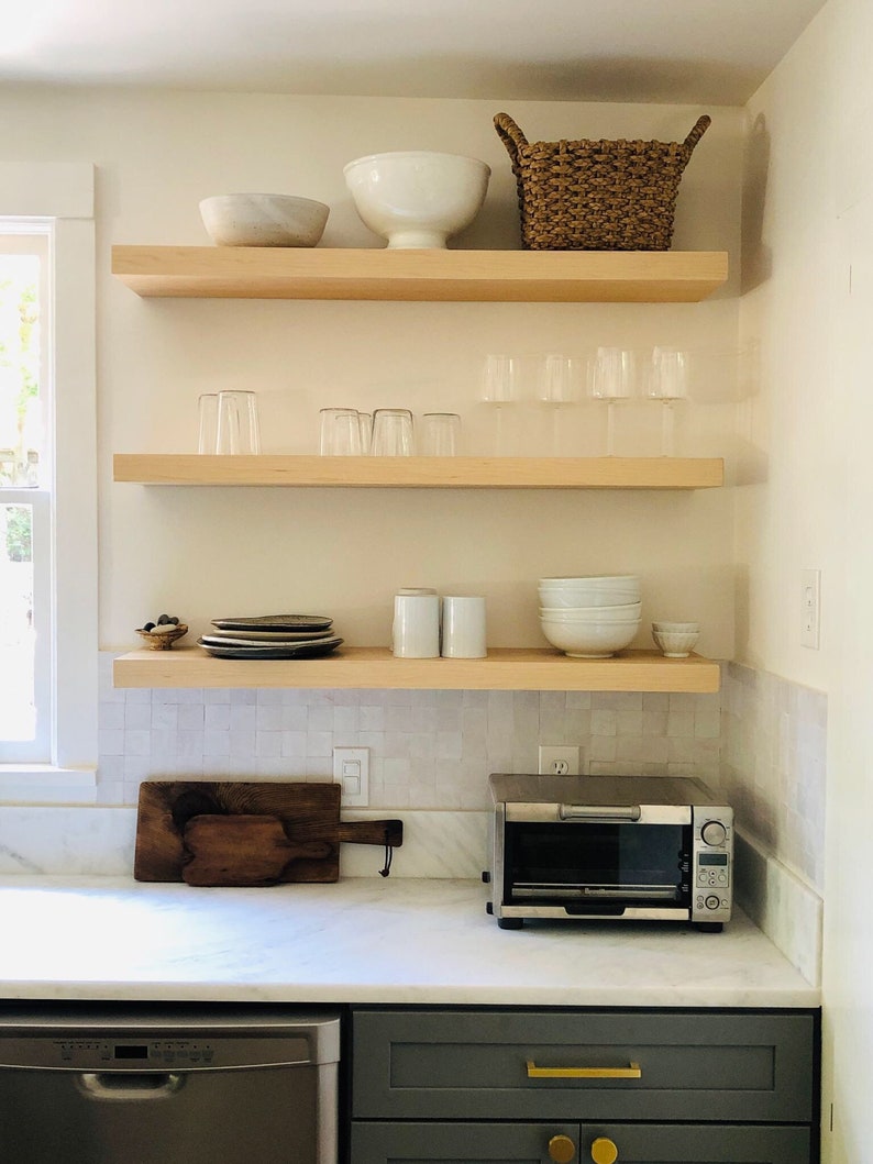 Maple Floating Shelf Custom Floating Shelves Open Shelves Etsy