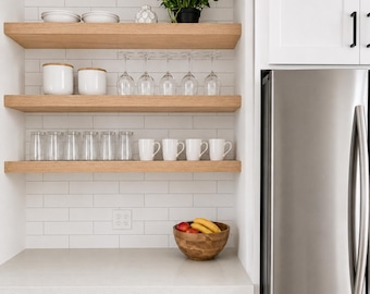 White Oak Floating Shelves | Custom sizing | Strong shelves | Steel Bracket | Hand crafted | Hardware Included