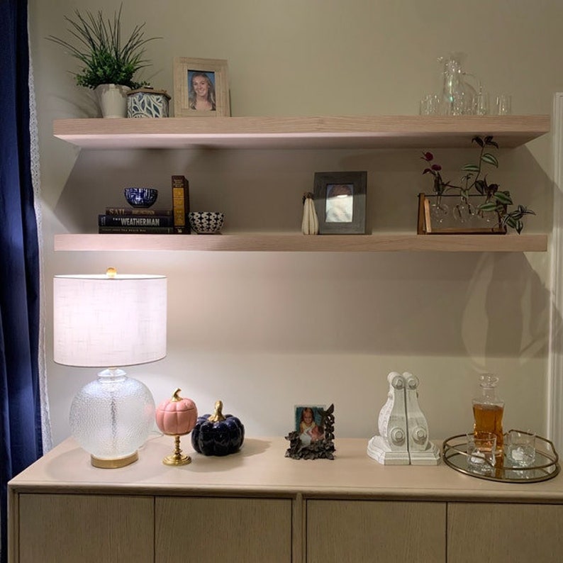 Rift White Oak Floating Shelves Custom Home Decor Handmade Etsy