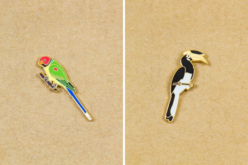 Set of 2 Birds Enamel Pin / Lapel Pin Etsy