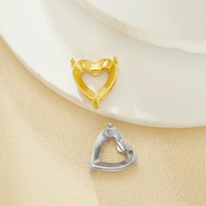 8MM Heart Prongs Bezel Pendant Settings,Gold Stainless Steel Pendant Charm,Minimalist Heart Pendant,Simple Blank fro Faceted Stone 1431452
