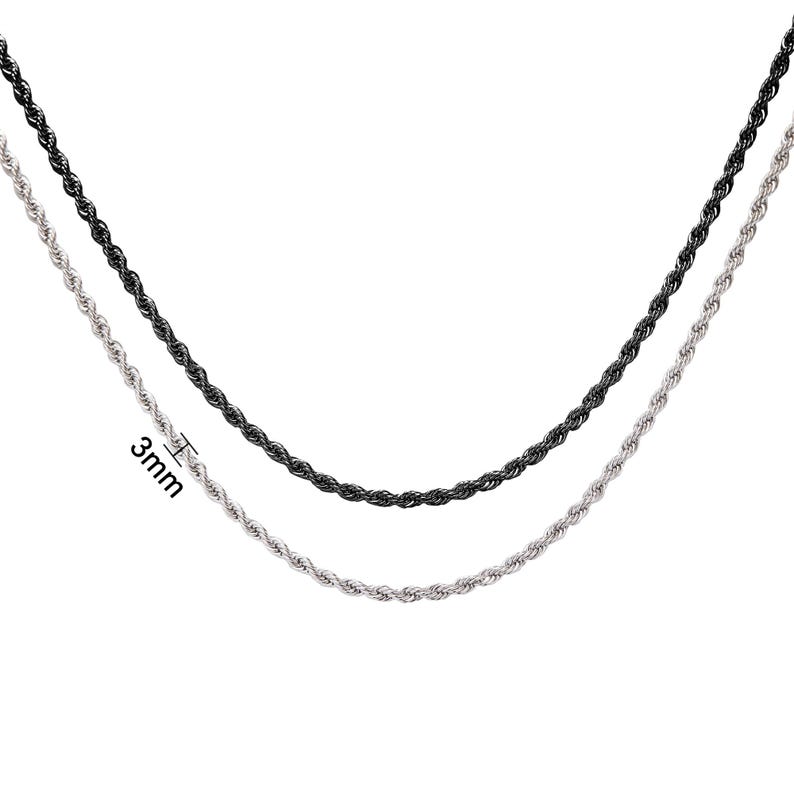 Custom Rope Link Chain 3MM Thick Stainless Steel Rope Link Chain Necklace,twisted Minimalist ...