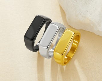 Rectangle Stainless Steel Ring,Minimalist Stainless Steel Ring,Gold Silver Stainless Steel Blank Ring Base For Engraving Stamping 1294925