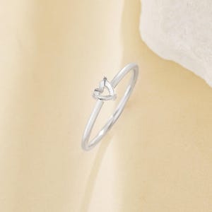4MM Heart Prong Ring Settings,Stainless Steel Silver Heart Ring,Simple Heart Ring,DIY Ring Supplies 1294910