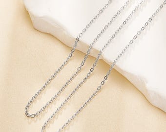 2 mm dikke eenvoudige kabelketting, roestvrijstalen zilveren ketting, minimalistische choker met gesp, doe-het-zelf ketting 40 CM 45 CM 1320055