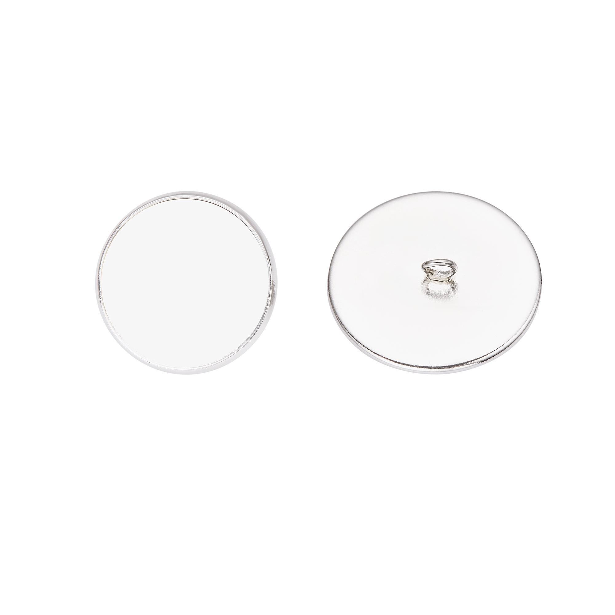 Bezel Button Image 10 Pics Round Bezel DIY Button Settings,10mm 14MM 18MM Silver Plated ...