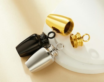 Colgante de botella de cremación de acero inoxidable, plateado, dorado, negro, recipiente para cenizas, urna funeraria, colgante de frasco de deseos, caja de oración para perfume 1190058