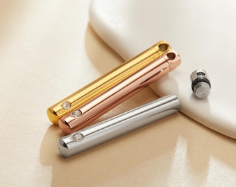 Tubo de recuerdo de acero inoxidable de 5,5*43 mm, recipiente para colgante, cantimplora para cenizas de cremación en plata y oro, urna, vial, barra, caja de oración, perfume 1190070