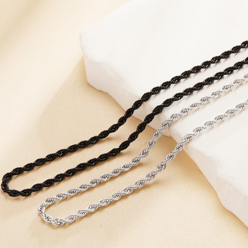 Custom Rope Link Chain 3MM Thick Stainless Steel Rope Link Chain Necklace,twisted Minimalist ...