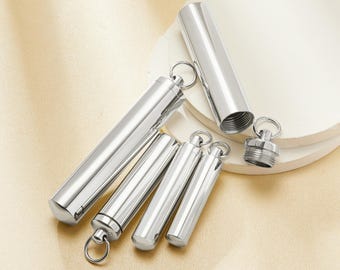 Colgante con forma de frasco de perfume de acero inoxidable, amuleto minimalista para pedir deseos, sencillo soporte para frasco de perfume con tapa, suministros para colgantes DIY 1190065