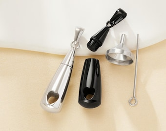 Recipiente colgante de acero inoxidable con forma de pera, recipiente plateado para cenizas de cremación, urna con forma de frasco para deseos, caja de perfume para oración, suministros para colgantes DIY 1190084
