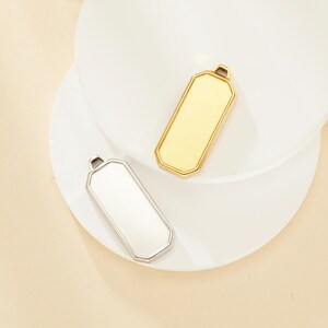 Réglages du pendentif lunette octogonale, breloque pendentif en acier inoxydable rhodié or jaune, pendentif octogonal minimaliste, pendentif bricolage blanc 1431352