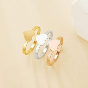 Heart Flat Top Stainless Steel Ring,Rose Gold Rhodium Heart Ring,Minimalist Ring,Stackable ,DIY Ring Blank For Engraving Stamping 1294861