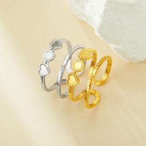 Keepsake Breast Milk Resin Round Heart Bezel Ring Settings,Stainless Steel Ring,Simple Adjustable Ring,DIY Ring Blank Supplies 1294945