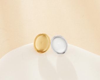 8x10MM Oval Bezel Studs Earrings Settings,Yellow Gold Rhodium Stainless Steel Earrings,Simple Oval Earrings,DIY Earrings Blank 1706189