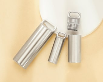 Frasco de perfume de acero inoxidable, sencillo tubo de medicina con dije de deseos, soporte minimalista para frasco de perfume con tapa, suministros para colgantes DIY1190068