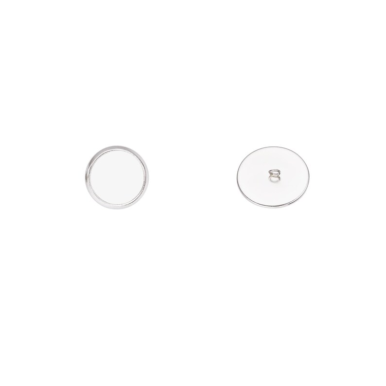 Bezel Button Image 10 Pics Round Bezel DIY Button Settings,10mm 14MM 18MM Silver Plated ...