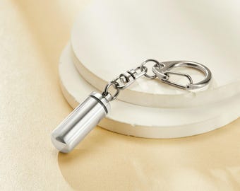 Colgante con frasco de perfume de acero inoxidable, llavero Capsue, dije minimalista con forma de gorro de deseos, hebilla para llaves con frasco, suministros para colgantes DIY 1190067