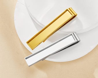 Pasadores de corbata rectangulares con engaste en blanco para relleno de resina, pasador de corbata de acero inoxidable para boda, base personalizada para bricolaje (1504039)